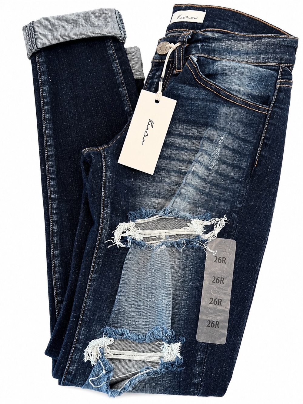 KanCan Sophia Low Rise Skinny Jeans 26 NWT Distressed Destroyed Dark Wash